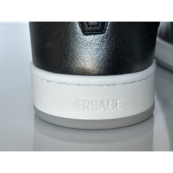Versace Medusa Men’s Black/Silver Leather Sneakers 8.5 US (41.5) 1013377 IT NIB - Picture 11 of 15